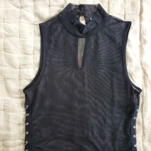 Mesh Mockneck Tank Top